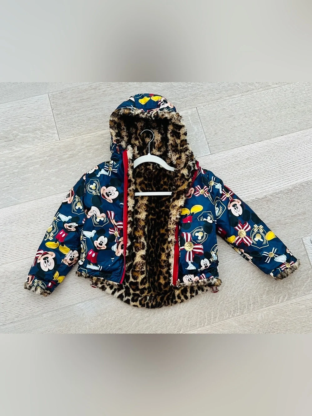 MONNALISA Kids’ Mickey Mouse Reversible Hooded Jacket – Size 6